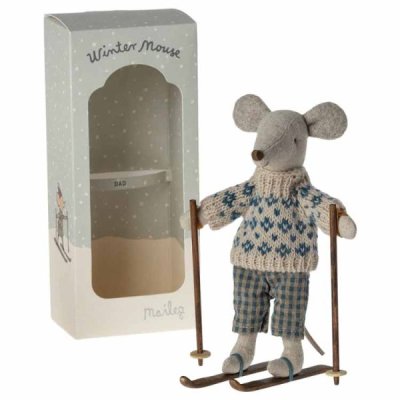 Maileg mouse dad with ski set